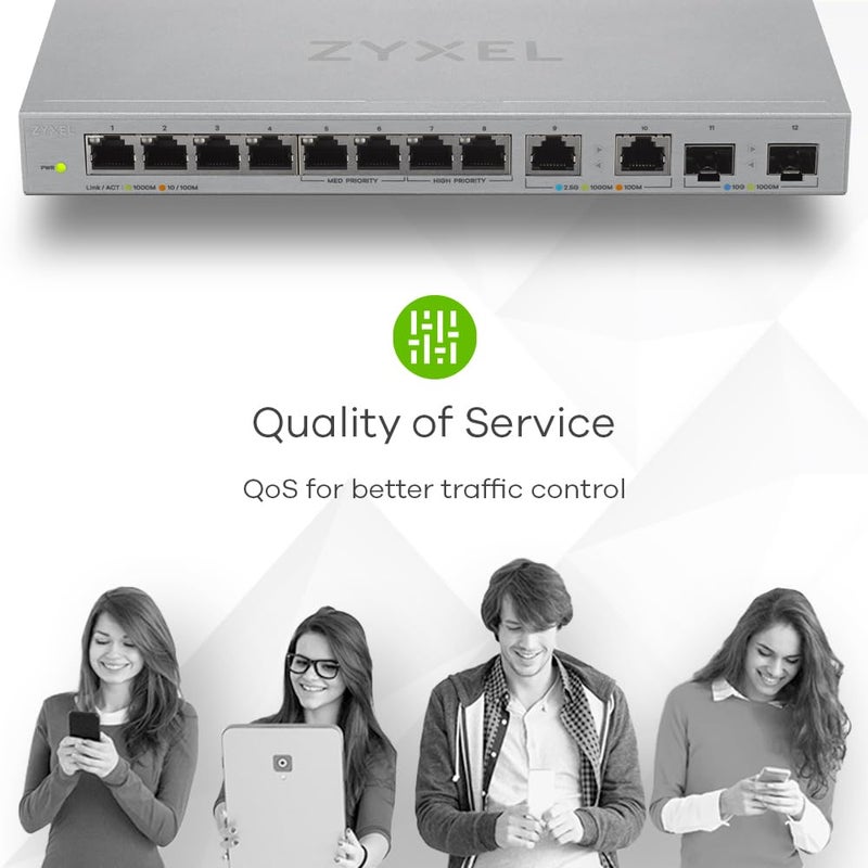 Zyxel 12-Port Multi-Gig Unmanaged Switch | 2X 2.5G | 2X 10G SFP+ | Desktop/Wallmount [XGS1010-12] - Image 4